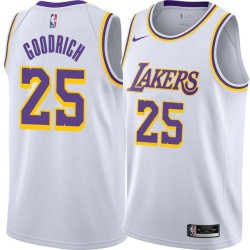 White Gail Goodrich Twill Basketball Jersey -Lakers #25 Goodrich Twill Jerseys, FREE SHIPPING