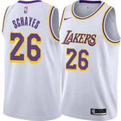 White Danny Schayes Twill Basketball Jersey -Lakers #26 Schayes Twill Jerseys, FREE SHIPPING