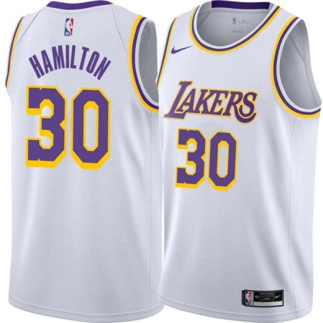 White Steve Hamilton Twill Basketball Jersey -Lakers #30 Hamilton Twill Jerseys, FREE SHIPPING