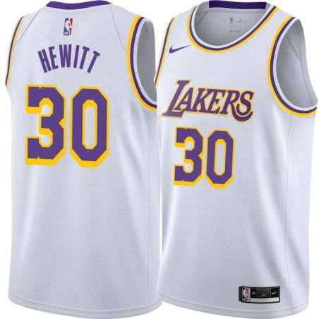 White Bill Hewitt Twill Basketball Jersey -Lakers #30 Hewitt Twill Jerseys, FREE SHIPPING