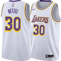 White Fred Hetzel Twill Basketball Jersey -Lakers #30 Hetzel Twill Jerseys, FREE SHIPPING