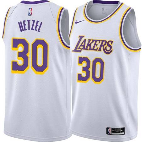 White Fred Hetzel Twill Basketball Jersey -Lakers #30 Hetzel Twill Jerseys, FREE SHIPPING