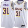 White Kurt Rambis Twill Basketball Jersey -Lakers #31 Rambis Twill Jerseys, FREE SHIPPING