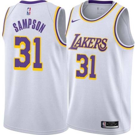 White Jamal Sampson Twill Basketball Jersey -Lakers #31 Sampson Twill Jerseys, FREE SHIPPING