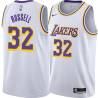 White Cazzie Russell Twill Basketball Jersey -Lakers #32 Russell Twill Jerseys, FREE SHIPPING