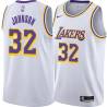 White Magic Johnson Twill Basketball Jersey -Lakers #32 Johnson Twill Jerseys, FREE SHIPPING