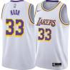 White Cotton Nash Twill Basketball Jersey -Lakers #33 Nash Twill Jerseys, FREE SHIPPING