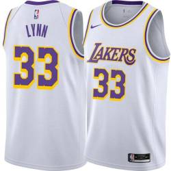 White Mike Lynn Twill Basketball Jersey -Lakers #33 Lynn Twill Jerseys, FREE SHIPPING