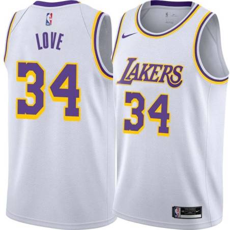 White Stan Love Twill Basketball Jersey -Lakers #34 Love Twill Jerseys, FREE SHIPPING