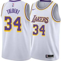 White Ray Tolbert Twill Basketball Jersey -Lakers #34 Tolbert Twill Jerseys, FREE SHIPPING