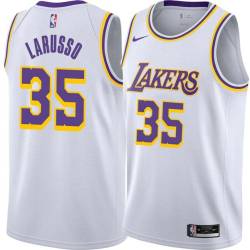 White Rudy LaRusso Twill Basketball Jersey -Lakers #35 LaRusso Twill Jerseys, FREE SHIPPING