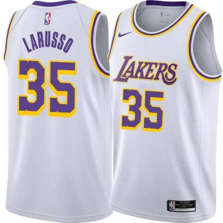 White Rudy LaRusso Twill Basketball Jersey -Lakers #35 LaRusso Twill Jerseys, FREE SHIPPING