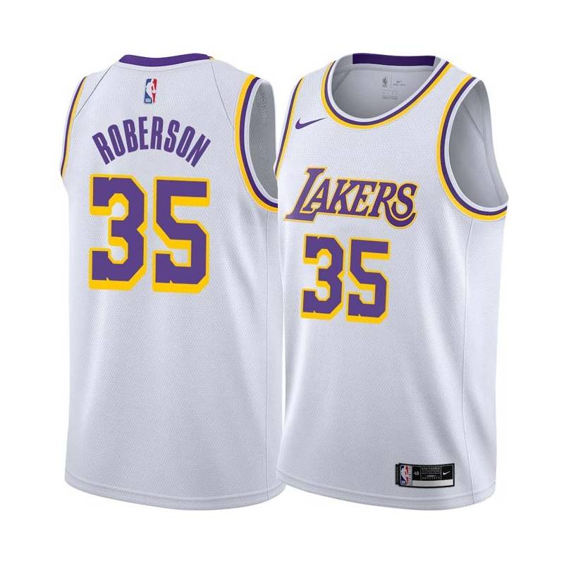 White Rick Roberson Twill Basketball Jersey -Lakers #35 Roberson Twill Jerseys, FREE SHIPPING