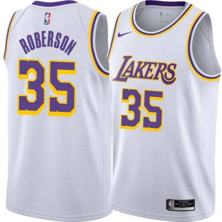 White Rick Roberson Twill Basketball Jersey -Lakers #35 Roberson Twill Jerseys, FREE SHIPPING