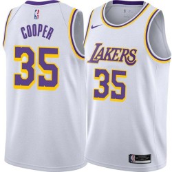 White Joe Cooper Twill Basketball Jersey -Lakers #35 Cooper Twill Jerseys, FREE SHIPPING