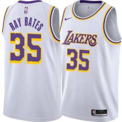 White Billy Ray Bates Twill Basketball Jersey -Lakers #35 Bates Twill Jerseys, FREE SHIPPING