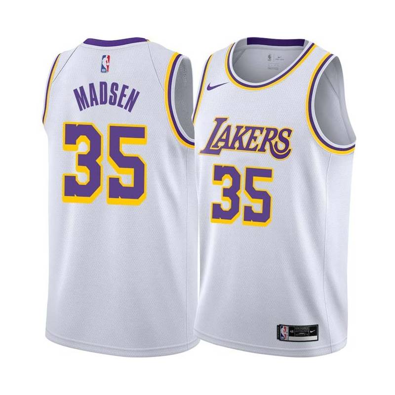 White Mark Madsen Twill Basketball Jersey -Lakers #35 Madsen Twill Jerseys, FREE SHIPPING