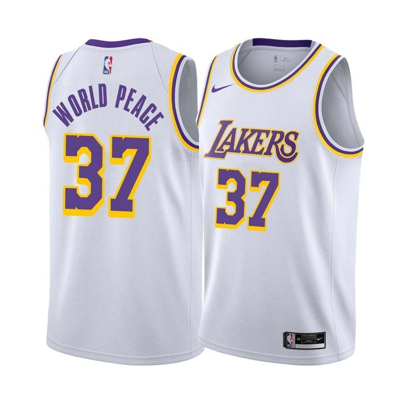 White Metta World Peace Twill Basketball Jersey -Lakers #37 World Peace Twill Jerseys, FREE SHIPPING