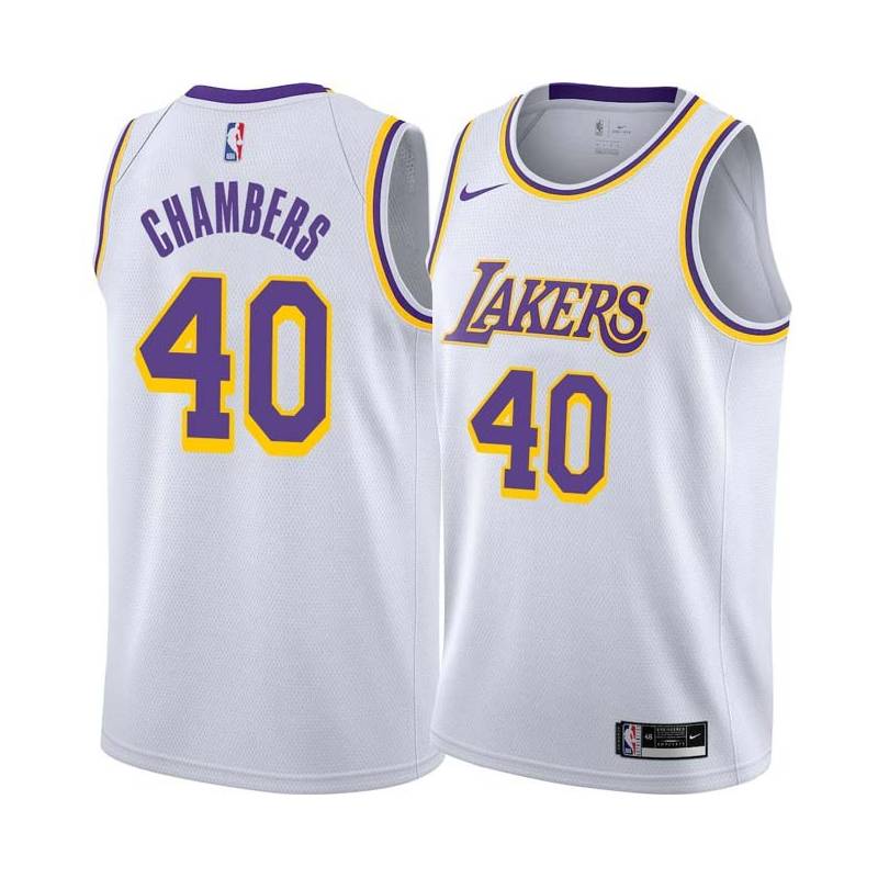 White Jerry Chambers Twill Basketball Jersey -Lakers #40 Chambers Twill Jerseys, FREE SHIPPING