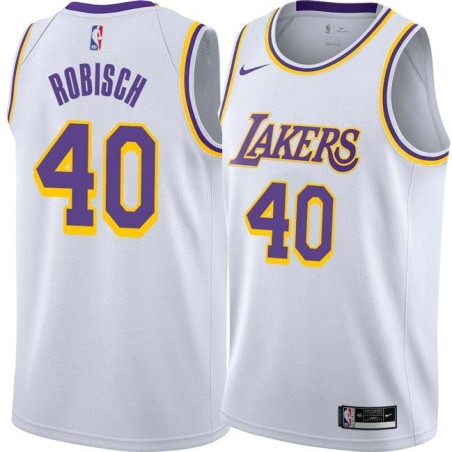 White Dave Robisch Twill Basketball Jersey -Lakers #40 Robisch Twill Jerseys, FREE SHIPPING