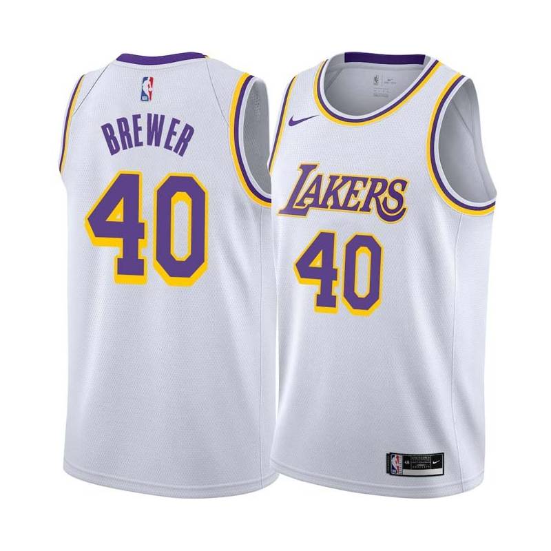 White Jim Brewer Twill Basketball Jersey -Lakers #40 Brewer Twill Jerseys, FREE SHIPPING