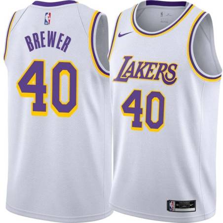 White Jim Brewer Twill Basketball Jersey -Lakers #40 Brewer Twill Jerseys, FREE SHIPPING