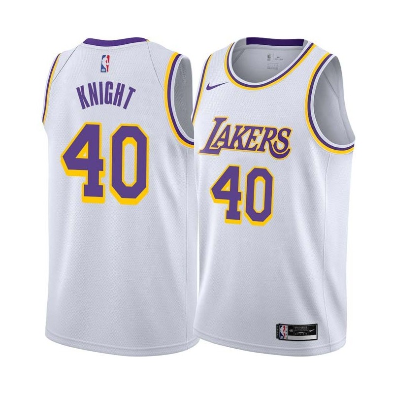 White Travis Knight Twill Basketball Jersey -Lakers #40 Knight Twill Jerseys, FREE SHIPPING