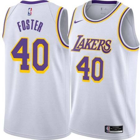 White Greg Foster Twill Basketball Jersey -Lakers #40 Foster Twill Jerseys, FREE SHIPPING