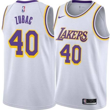 White Ivica Zubac Twill Basketball Jersey -Lakers #40 Zubac Twill Jerseys, FREE SHIPPING