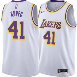 White C.J. Kupec Twill Basketball Jersey -Lakers #41 Kupec Twill Jerseys, FREE SHIPPING