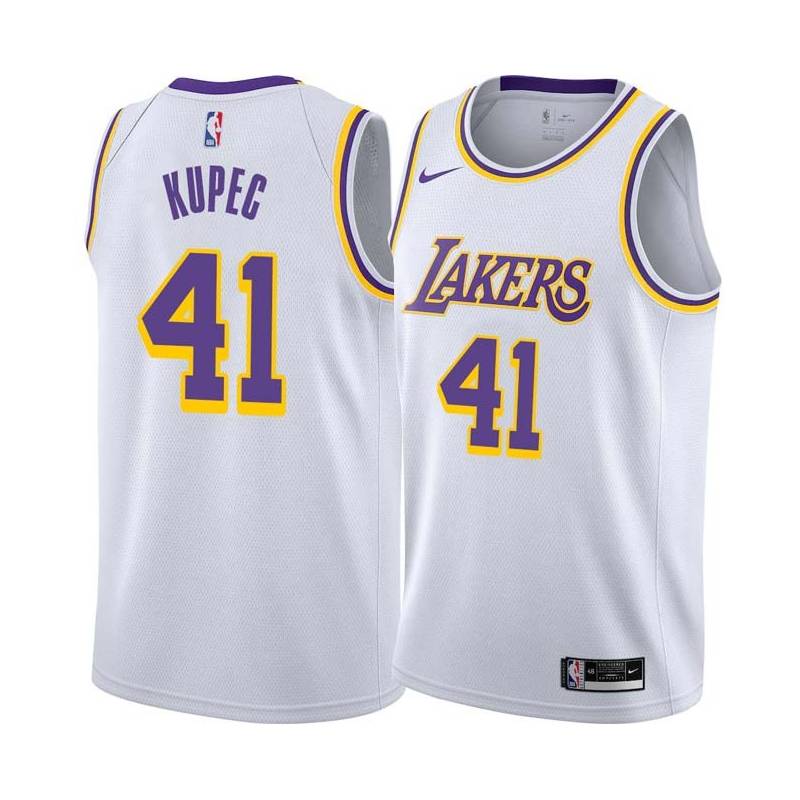 White C.J. Kupec Twill Basketball Jersey -Lakers #41 Kupec Twill Jerseys, FREE SHIPPING