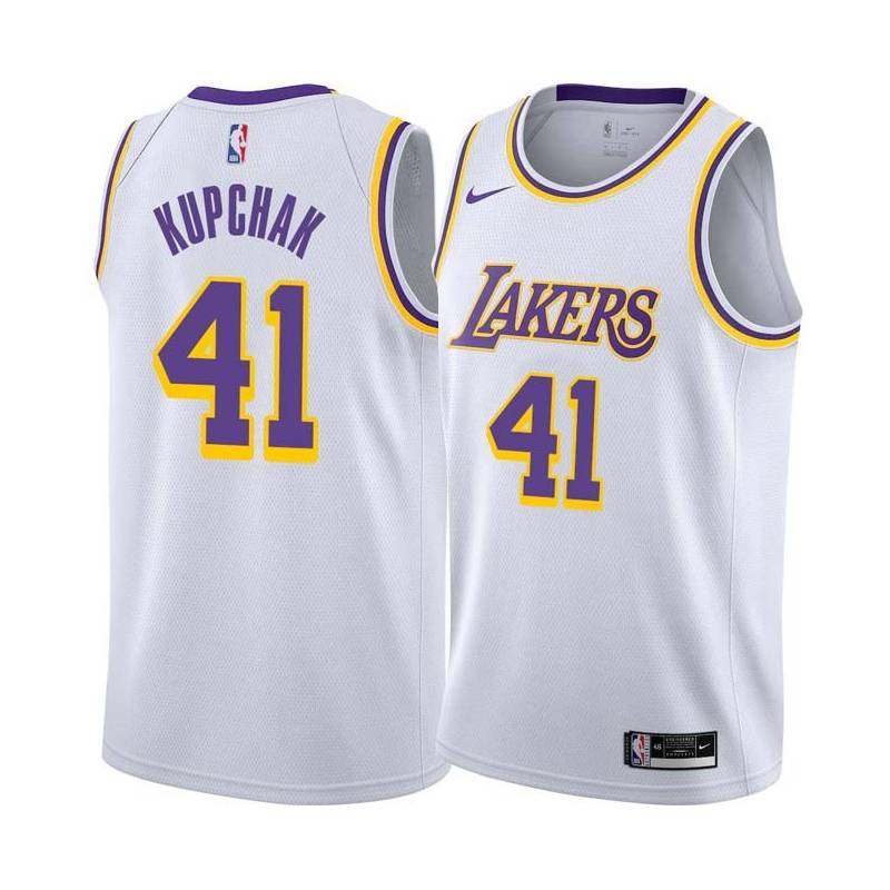 White Mitch Kupchak Twill Basketball Jersey -Lakers #41 Kupchak Twill Jerseys, FREE SHIPPING