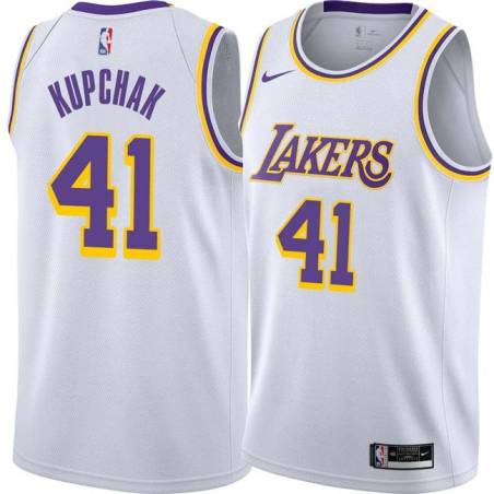 White Mitch Kupchak Twill Basketball Jersey -Lakers #41 Kupchak Twill Jerseys, FREE SHIPPING