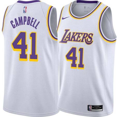 White Elden Campbell Twill Basketball Jersey -Lakers #41 Campbell Twill Jerseys, FREE SHIPPING