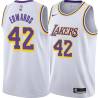 White James Edwards Twill Basketball Jersey -Lakers #42 Edwards Twill Jerseys, FREE SHIPPING