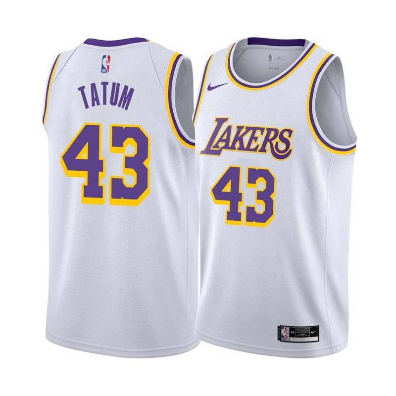 White Earl Tatum Twill Basketball Jersey -Lakers #43 Tatum Twill Jerseys, FREE SHIPPING