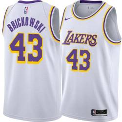 White Frank Brickowski Twill Basketball Jersey -Lakers #43 Brickowski Twill Jerseys, FREE SHIPPING