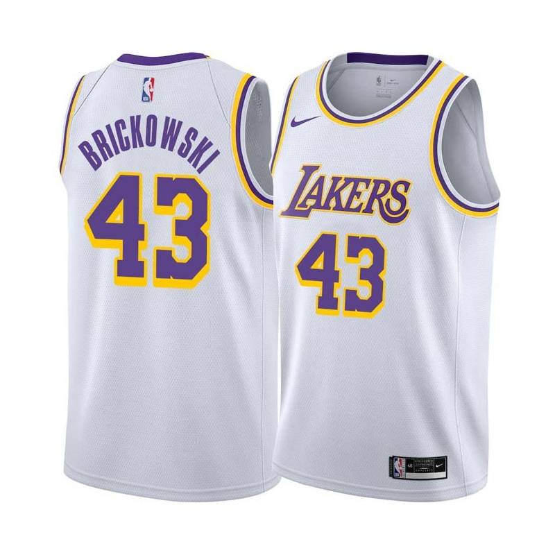 White Frank Brickowski Twill Basketball Jersey -Lakers #43 Brickowski Twill Jerseys, FREE SHIPPING