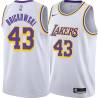 White Frank Brickowski Twill Basketball Jersey -Lakers #43 Brickowski Twill Jerseys, FREE SHIPPING