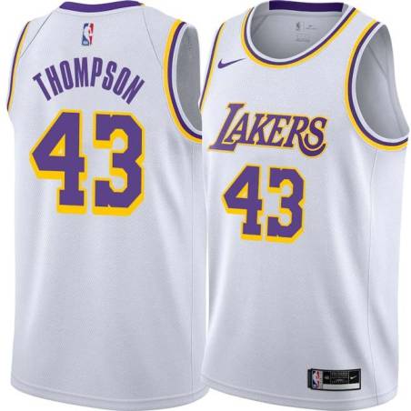 White Mychal Thompson Twill Basketball Jersey -Lakers #43 Thompson Twill Jerseys, FREE SHIPPING