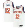 White Kenny Sears Twill Basketball Jersey -Knicks #12 Sears Twill Jerseys, FREE SHIPPING