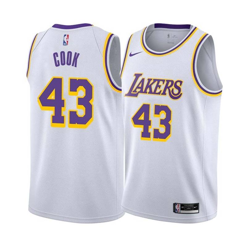 White Brian Cook Twill Basketball Jersey -Lakers #43 Cook Twill Jerseys, FREE SHIPPING