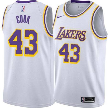 White Brian Cook Twill Basketball Jersey -Lakers #43 Cook Twill Jerseys, FREE SHIPPING