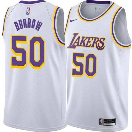 White Bob Burrow Twill Basketball Jersey -Lakers #50 Burrow Twill Jerseys, FREE SHIPPING