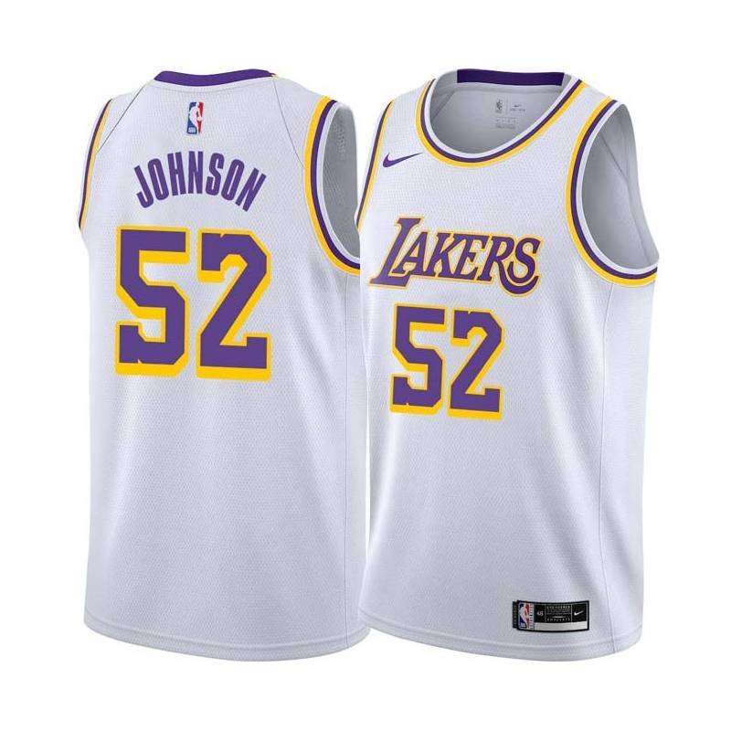 White Ron Johnson Twill Basketball Jersey -Lakers #52 Johnson Twill Jerseys, FREE SHIPPING