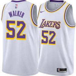 White Samaki Walker Twill Basketball Jersey -Lakers #52 Walker Twill Jerseys, FREE SHIPPING