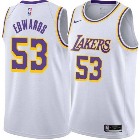 White James Edwards Twill Basketball Jersey -Lakers #53 Edwards Twill Jerseys, FREE SHIPPING