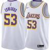 White James Edwards Twill Basketball Jersey -Lakers #53 Edwards Twill Jerseys, FREE SHIPPING