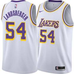 White Mark Landsberger Twill Basketball Jersey -Lakers #54 Landsberger Twill Jerseys, FREE SHIPPING