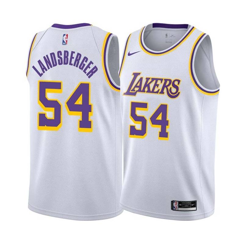 White Mark Landsberger Twill Basketball Jersey -Lakers #54 Landsberger Twill Jerseys, FREE SHIPPING